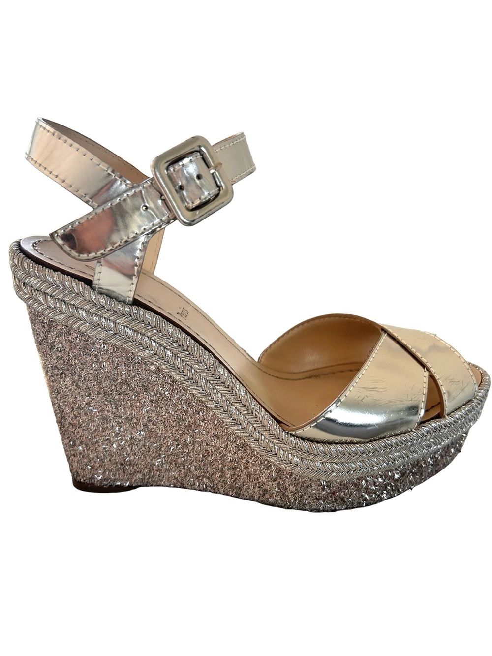 Christian Louboutin Chocazeppa Glitter Wedge Sandals